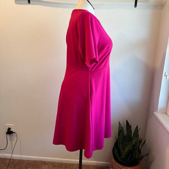 Beauticurve X Lane Bryant Pink Short Sleeve Fit & Flare Spring Dress Size 16 - Picture 4 of 15